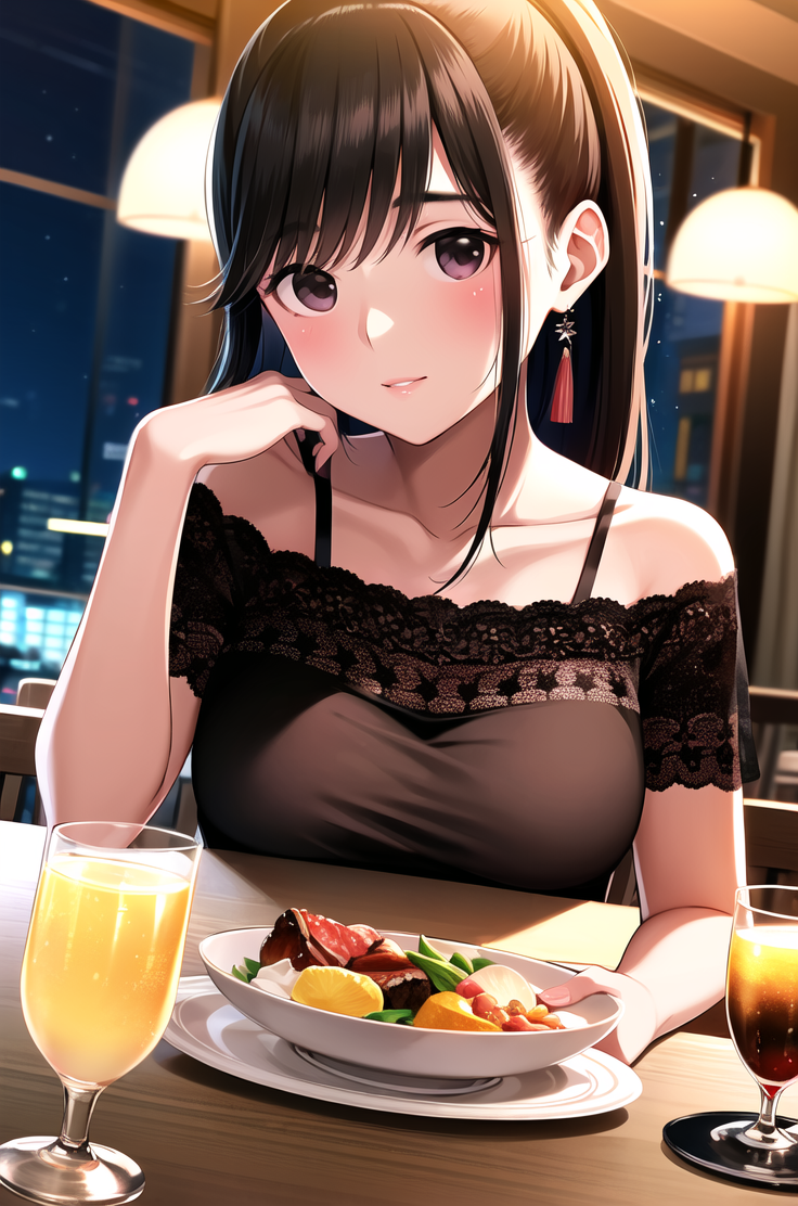 23695-450377423-takane manaka,masterpiece, best quality,1girl,solo,dress,blush,dinner,drinking glass, night.png